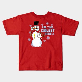 Cool Snowman Funny RubberHose Retro Winter Cartoon Kids T-Shirt